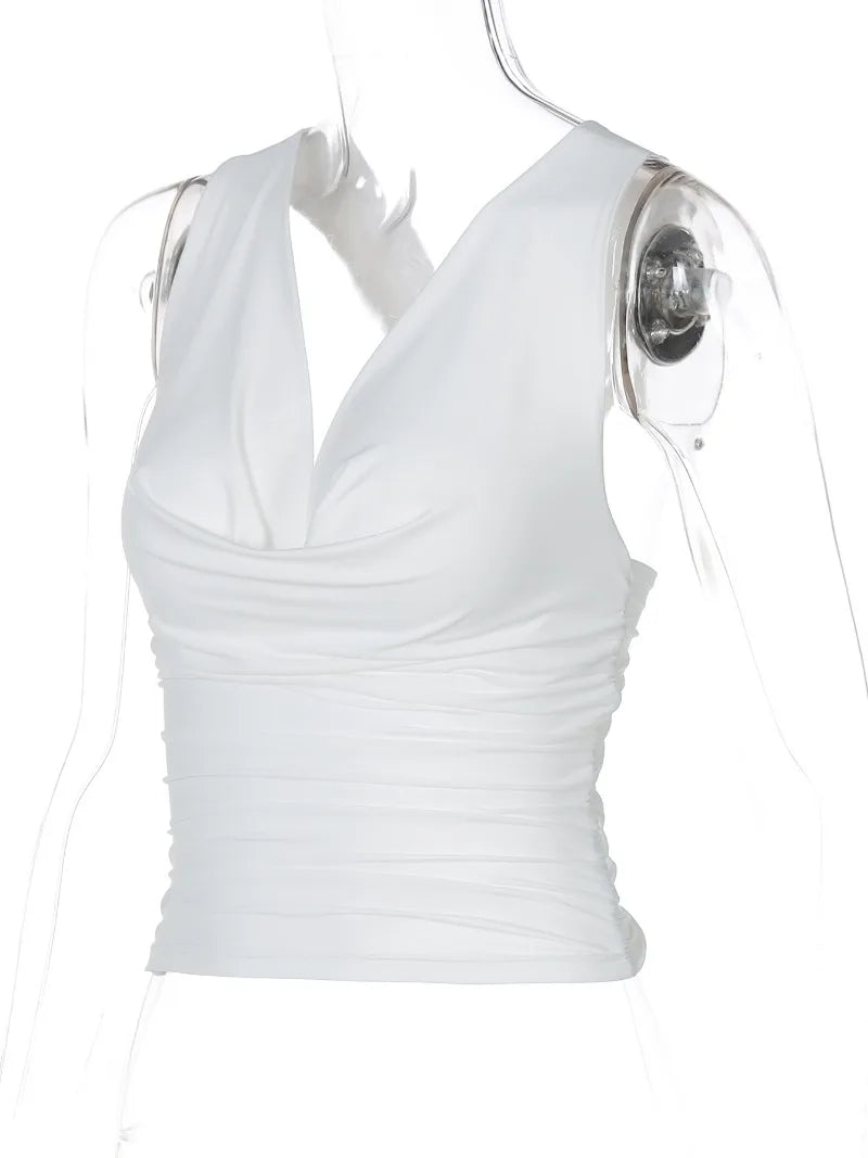 Twisted Hollow Out Backless V Neck Tank Top Women