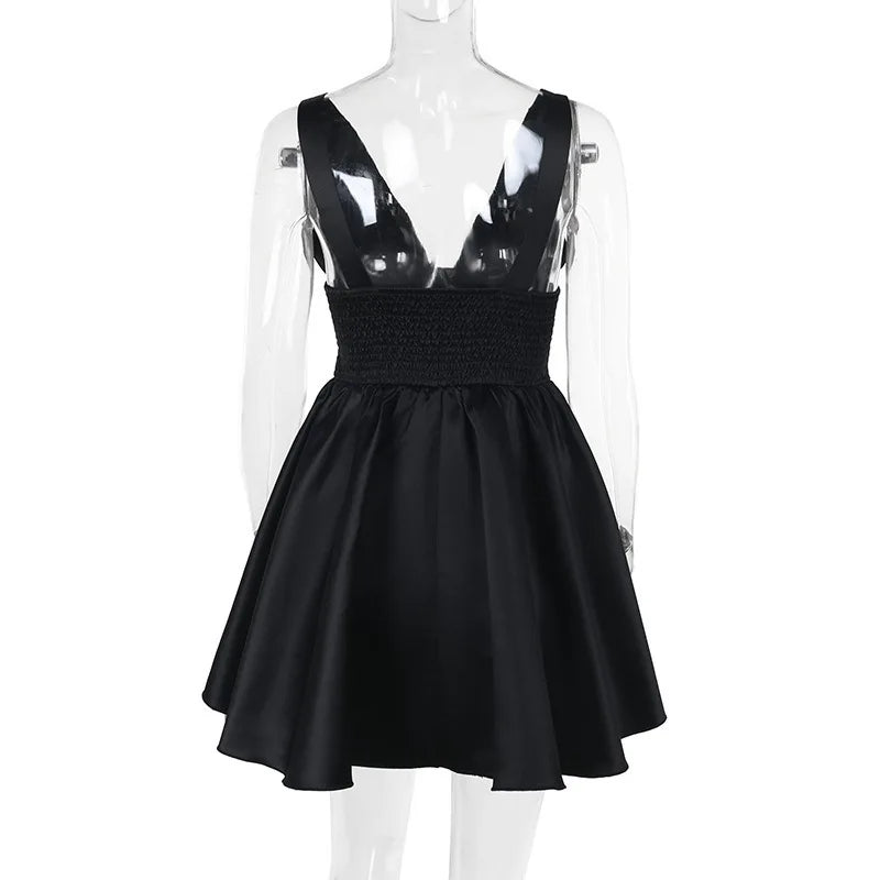 Deep V Backless A-line Bodycon Mini Dress Women