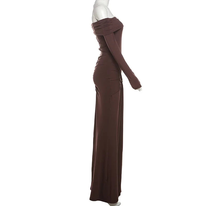 Pleated Patchwork Solid Off-Shoulder Dress