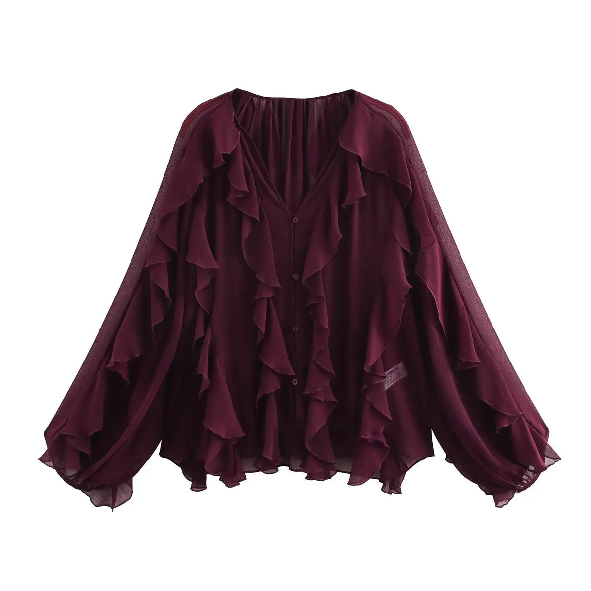 Ruffled Shirt Women Loose Lace Up Tops