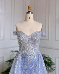 Mermaid Boat Neck Beaded Off Shoulder Gowns