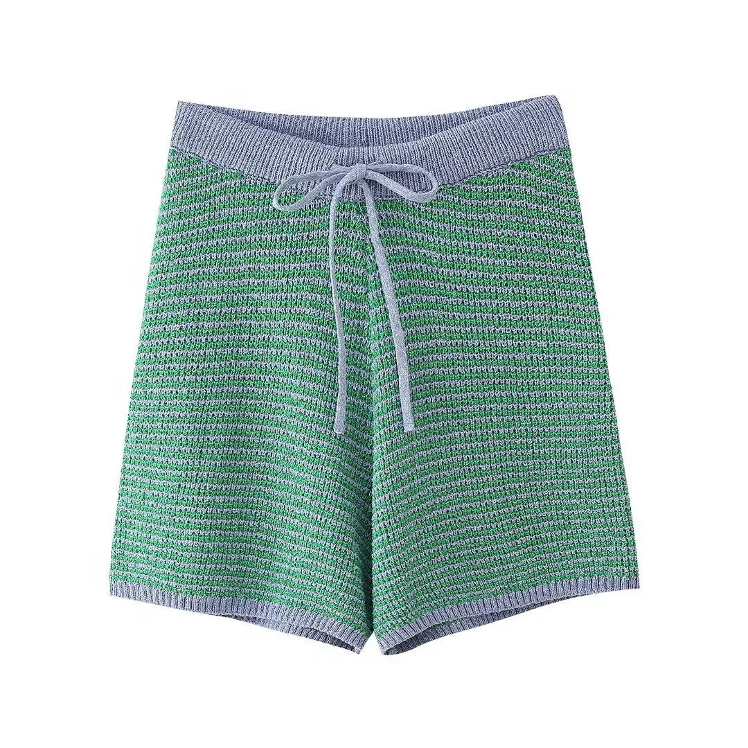 Holiday Retro Shorts Suit Lace Up Knitted