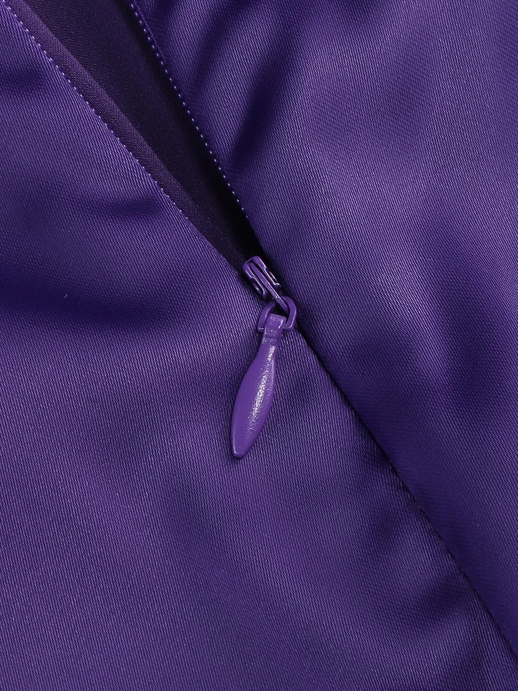 Purple Satin Halter Neck 3D Flower Scarf Maxi Dress