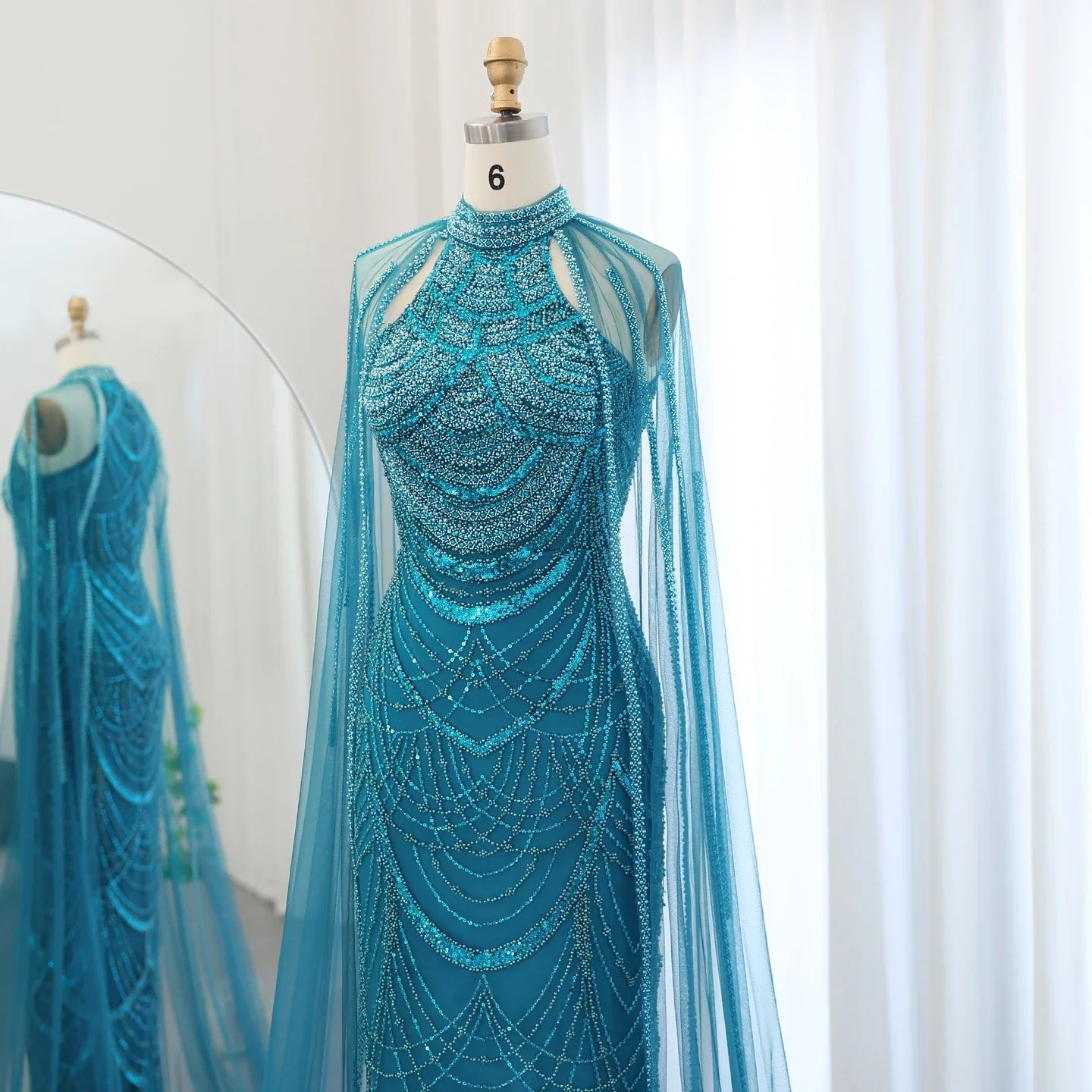 Black Evening Gown with Cape Sleeves