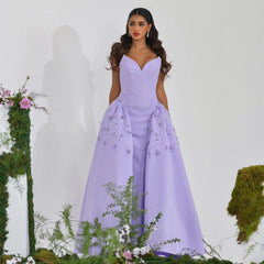Lilac Pearl A-Line Evening Dress