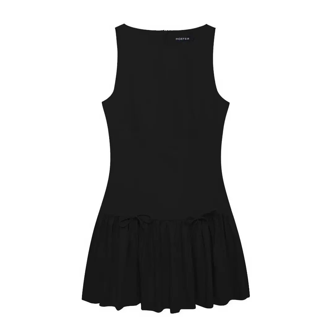 Bow Crew Neck Sleeveless Mini Dress