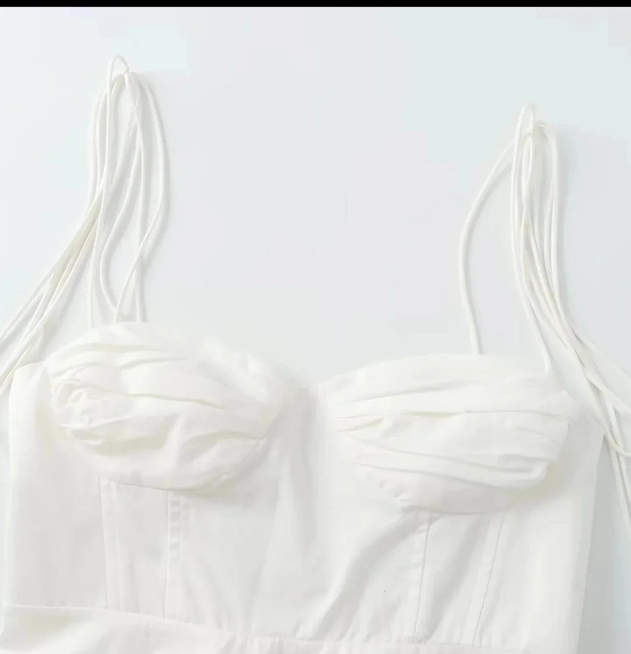 White Smocked Strappy Ruffle Solid Camisole