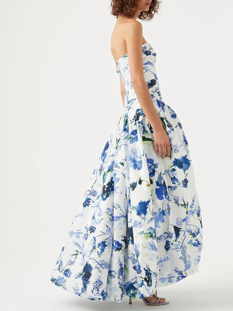 Strapless Sleeveless High Waist Temperament Long Dress