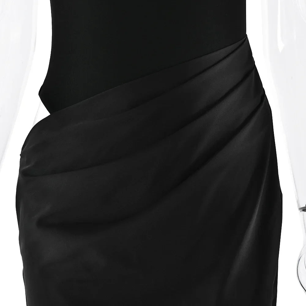 Satin Sleeveless High Neck Dress