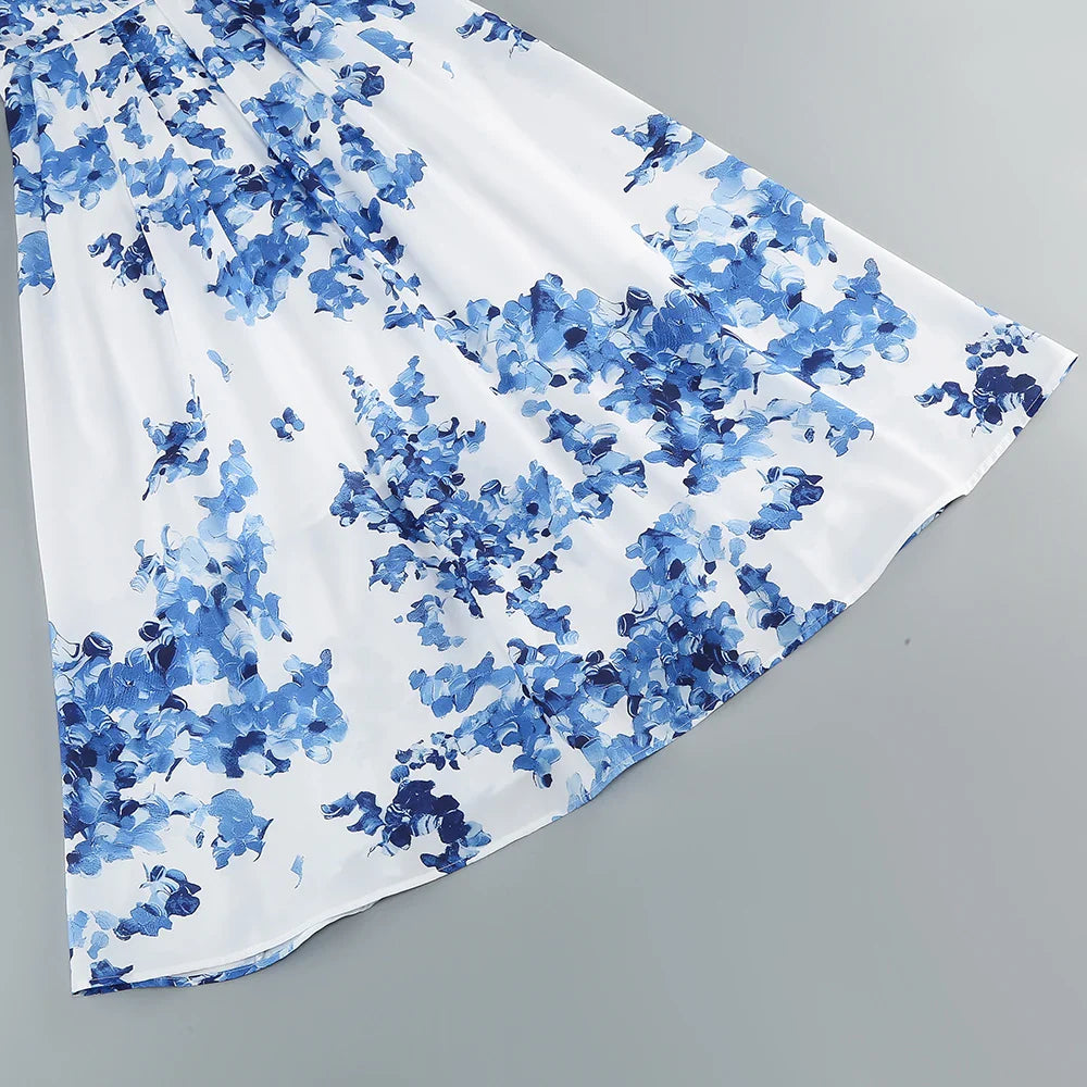 Floral back lace-up suspender dress