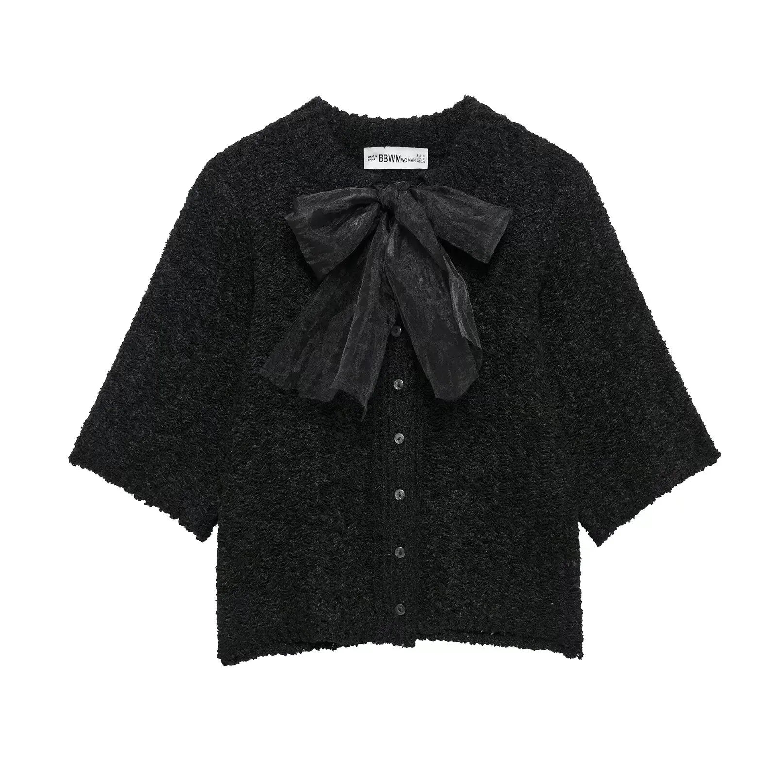 Women's Bow-Decorated O-Neck  Cardigan