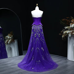 Tulle Strapless Sequined Evening Dress