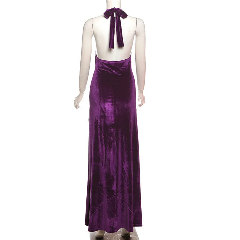 Strapless High Slit Tassel Maxi Dress