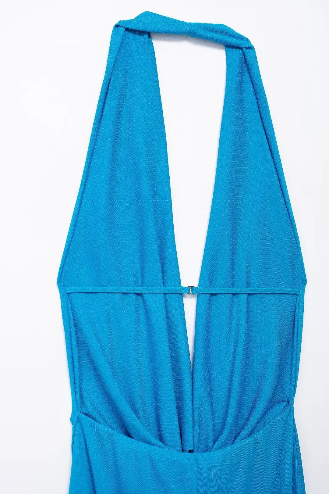 Off Shoulder Folds Hanging Neck Long Dress