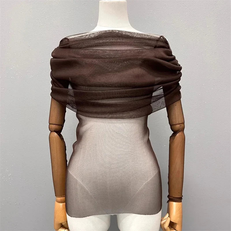 Semi-transparent Mesh Women's Long-sleeved Top