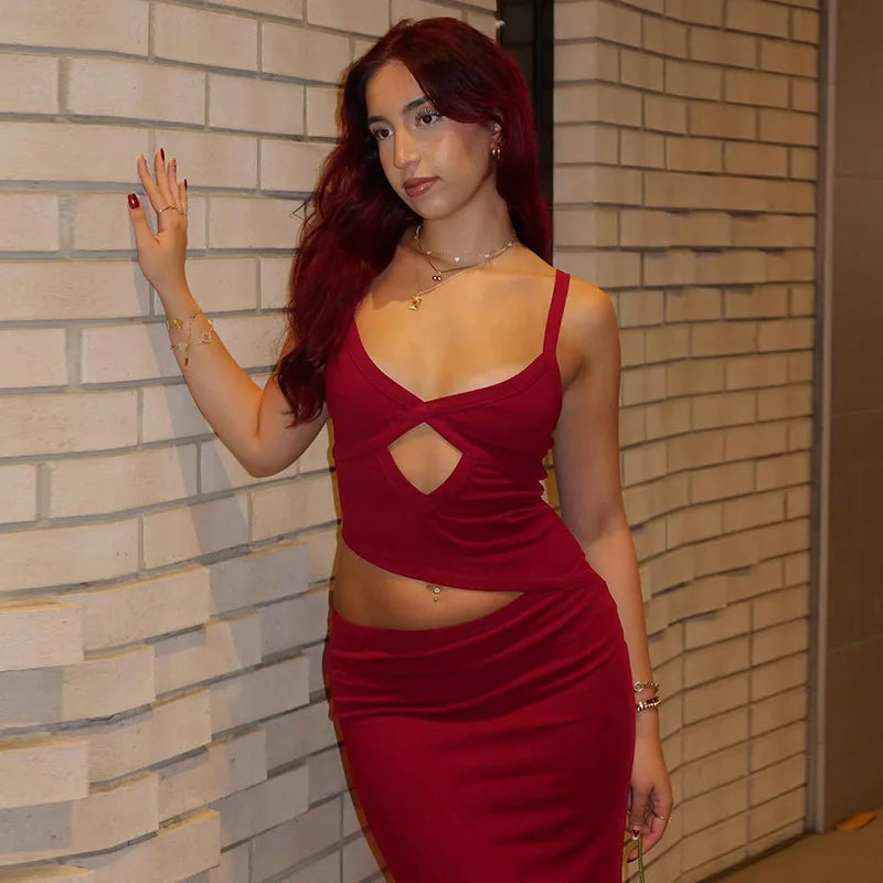 Hollow Out Spaghetti Strap Backless Long Dress