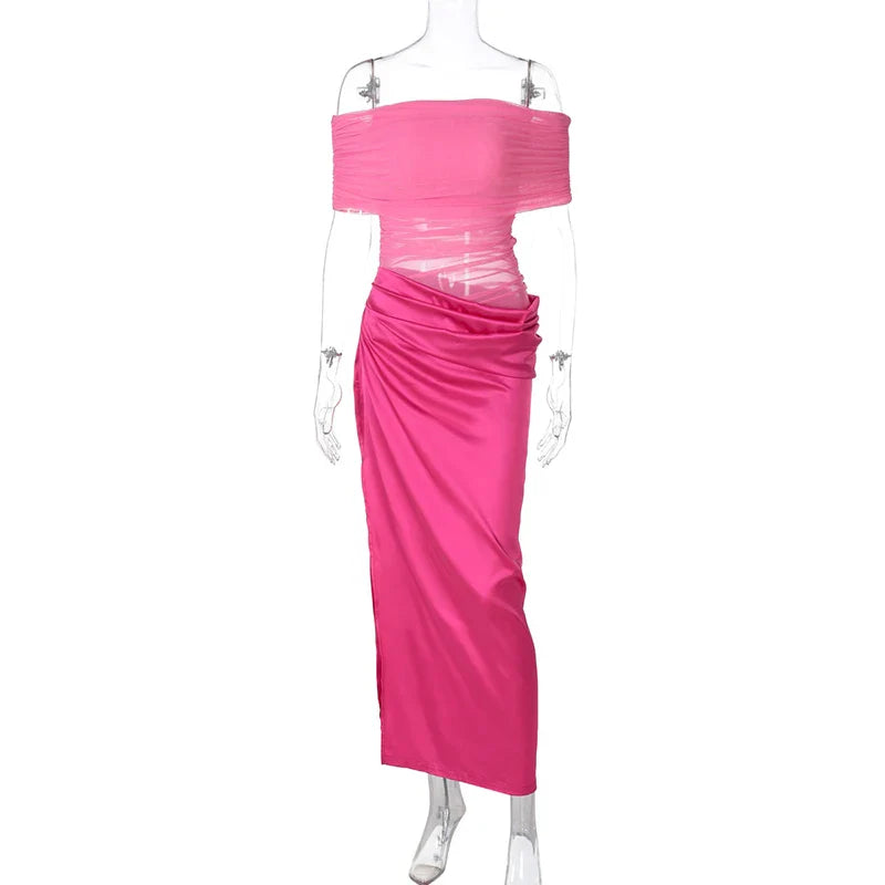Off-the-Shoulder Strapless Backless Maxi Dress