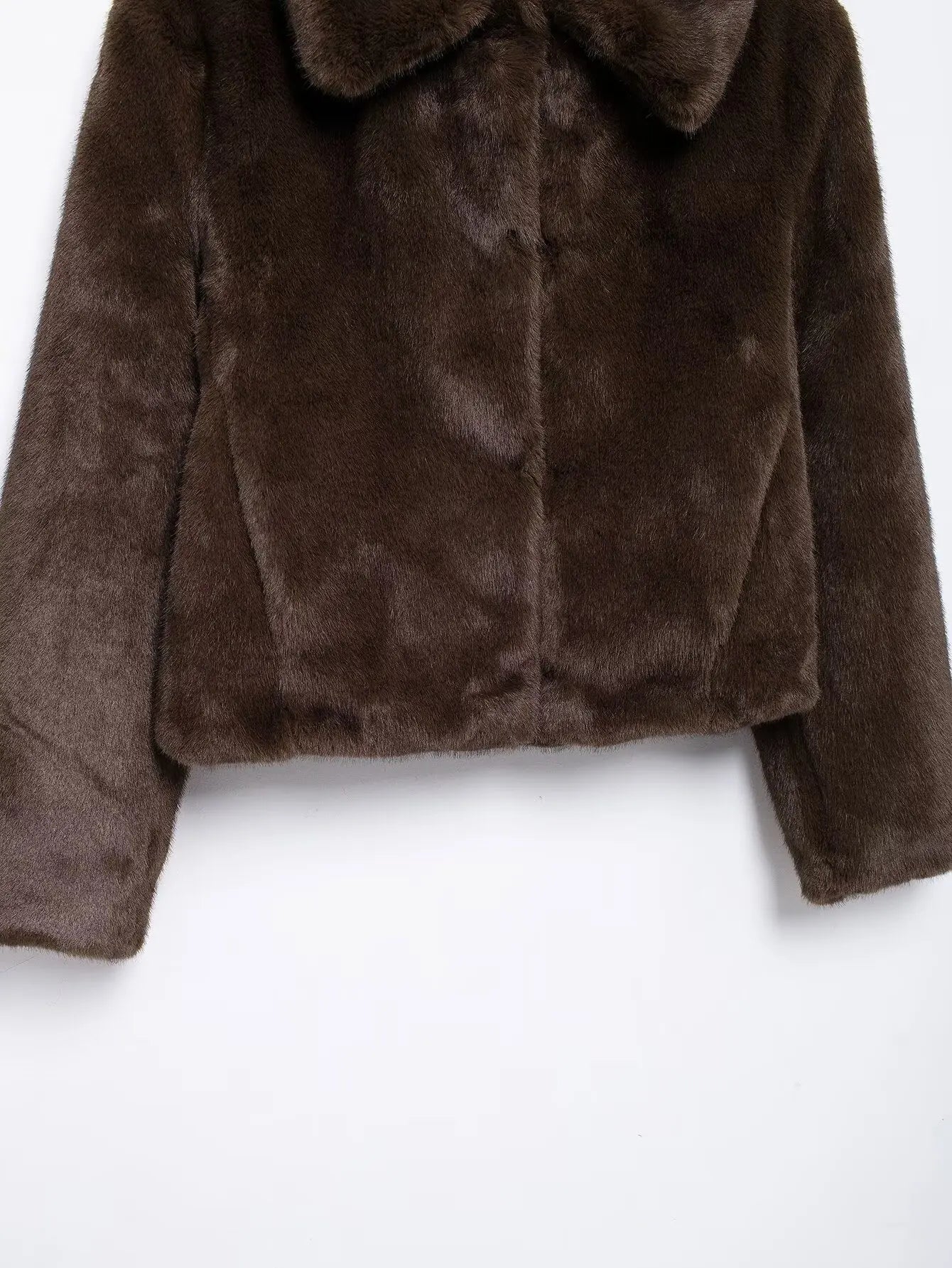 Lapel Side Pockets Faux Fur Jackets