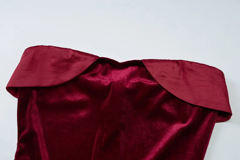 Velvet Off-shoulder Strapless Mini Dress