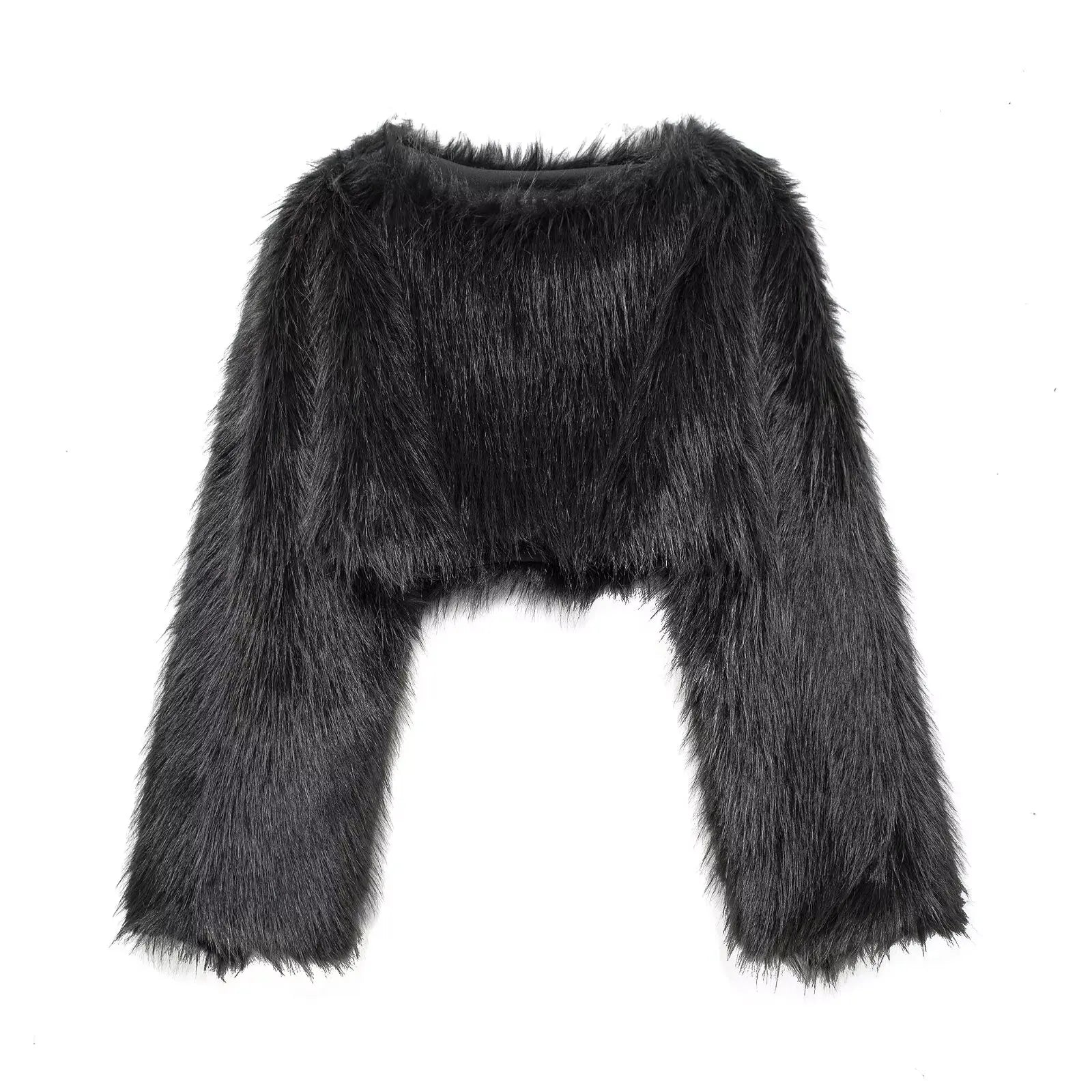 White Faux Fur Short Pullover Coat