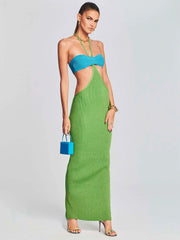 Halter Neck Shoulder Bikini Wrap Knit Beach Cover-Up