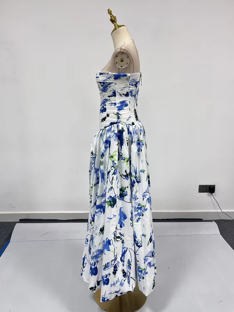 Strapless Sleeveless High Waist Temperament Long Dress