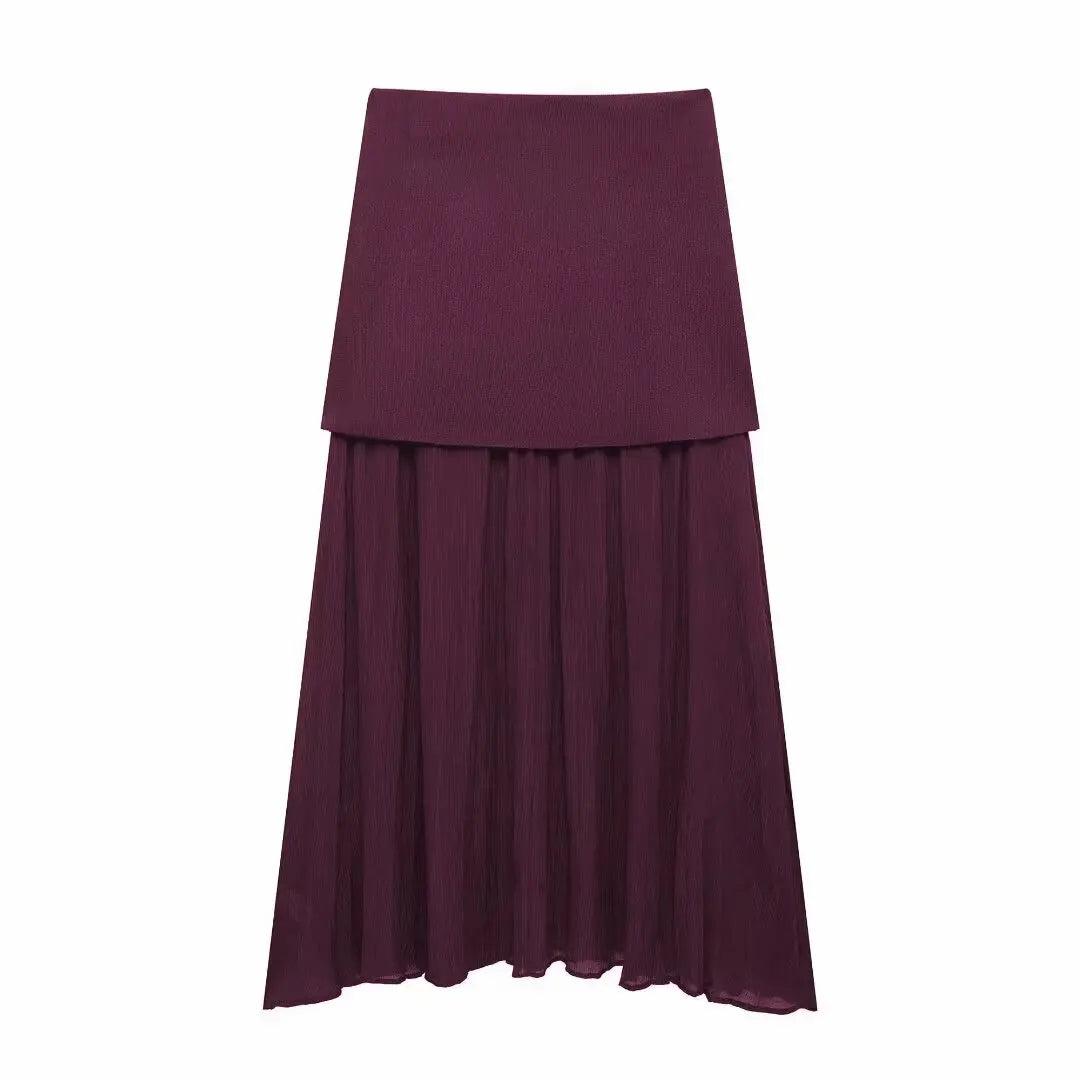 Button Knit Top Side Zipper Skirt Suit