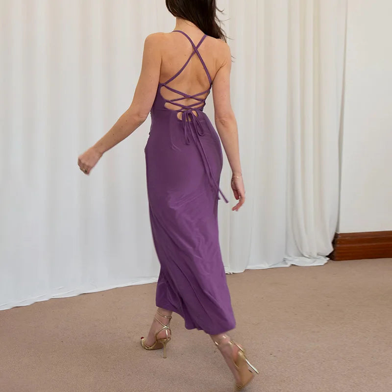High Waist Off Shoulder Solid Maxi Dress