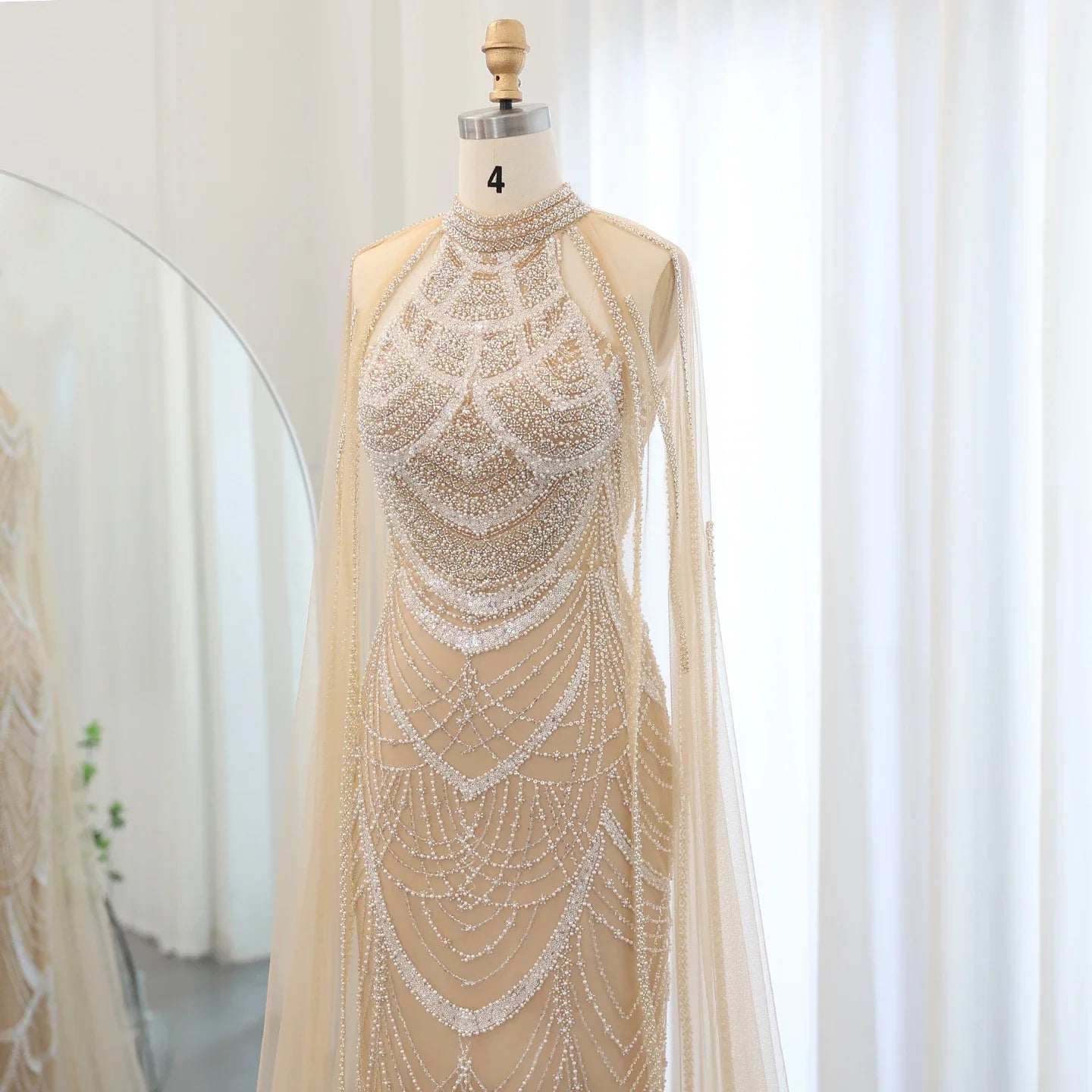 Black Evening Gown with Cape Sleeves