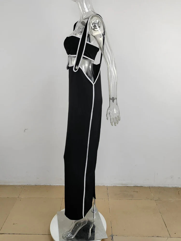 Slash Neck Hollow Design Two-Piece Dress