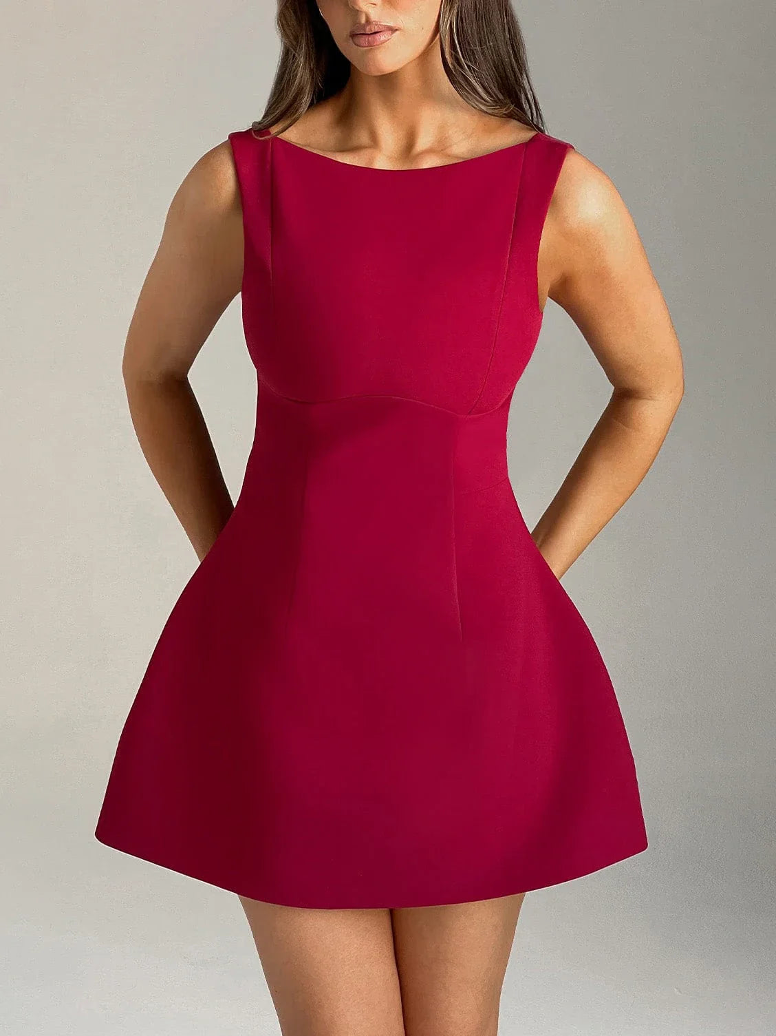 Sleeveless High Waist Backless Mini Dresses