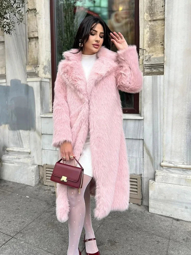 Winter Fur Feather Overcoat  Loose Streetwear Jacket