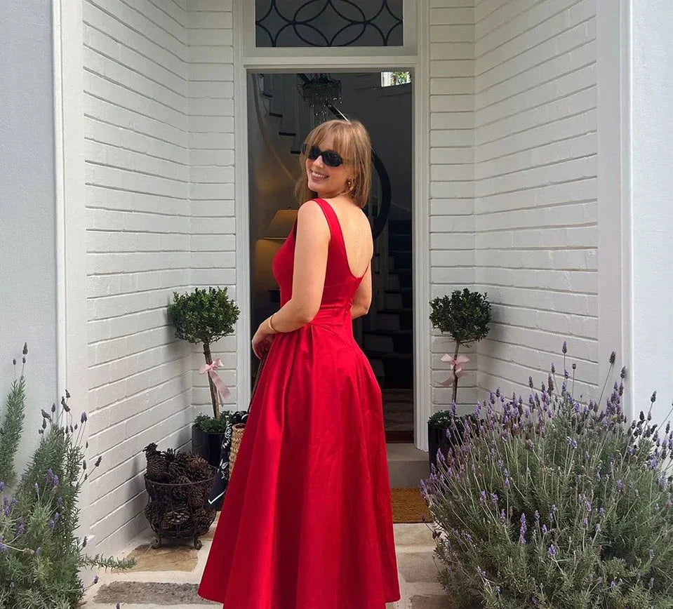 Solid Halter Backless Long Dress