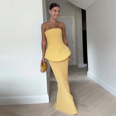 Sleeveless Top High Waist Pleated Skirt Suit