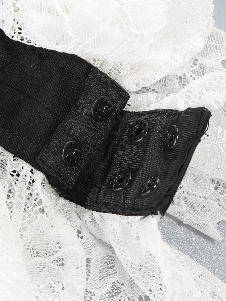 Lace Patchwork Black Long Sleeve Bodysuit
