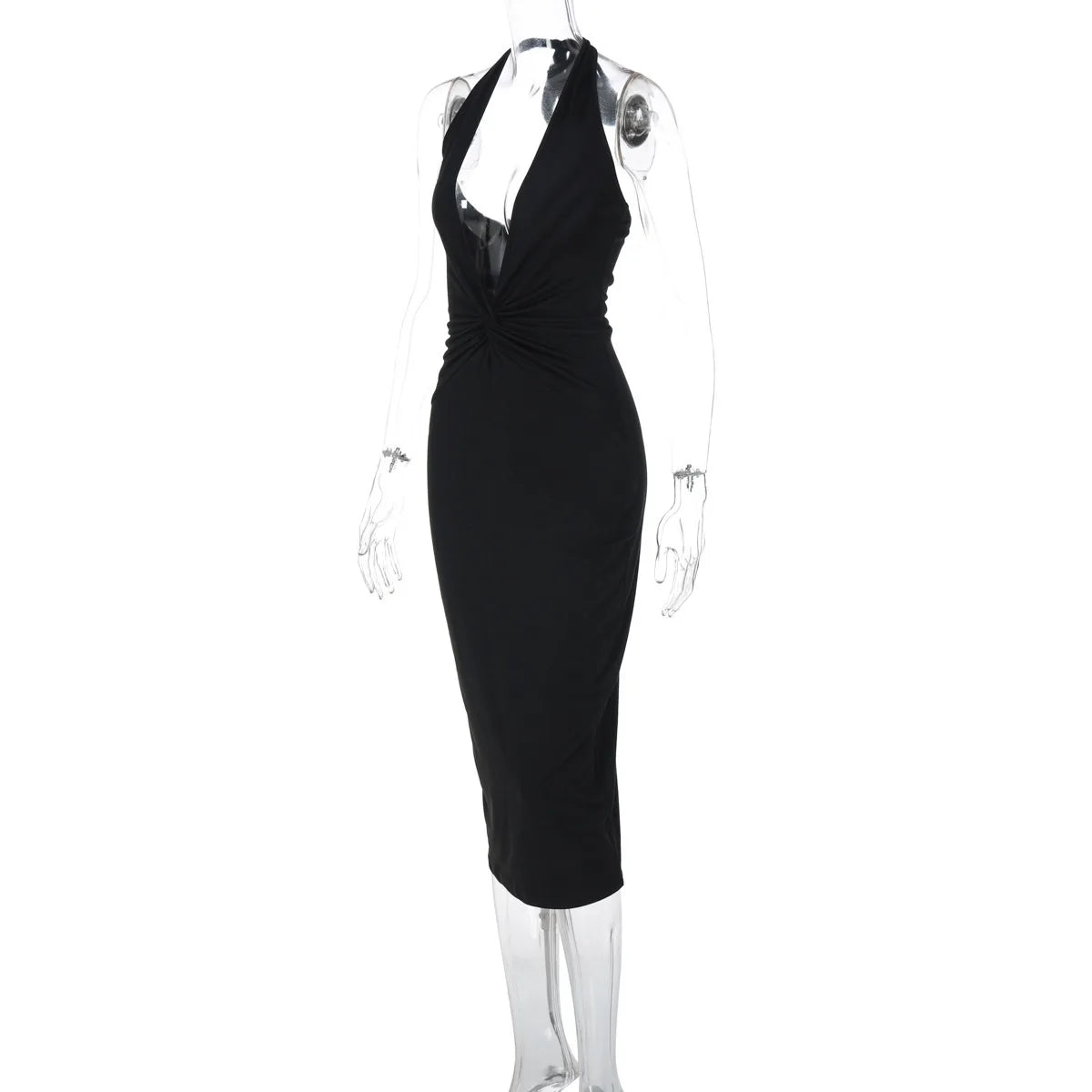 Halter Neck V-Neck Backless Dress
