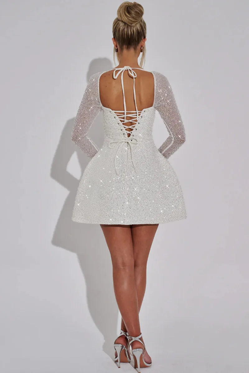 Women's Glitter Bandage Backless A-line Party Dress