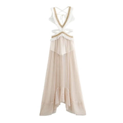 Printed Tassel Long Sleeveless Dress