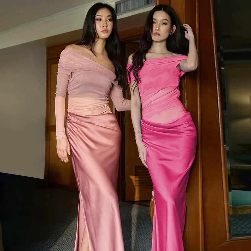 Off-the-Shoulder Strapless Backless Maxi Dress