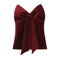 Bow Folds Back Zipper Strapless Top