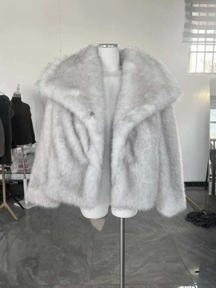 Fur Feather Long Sleeve Tassel Lapel Coat