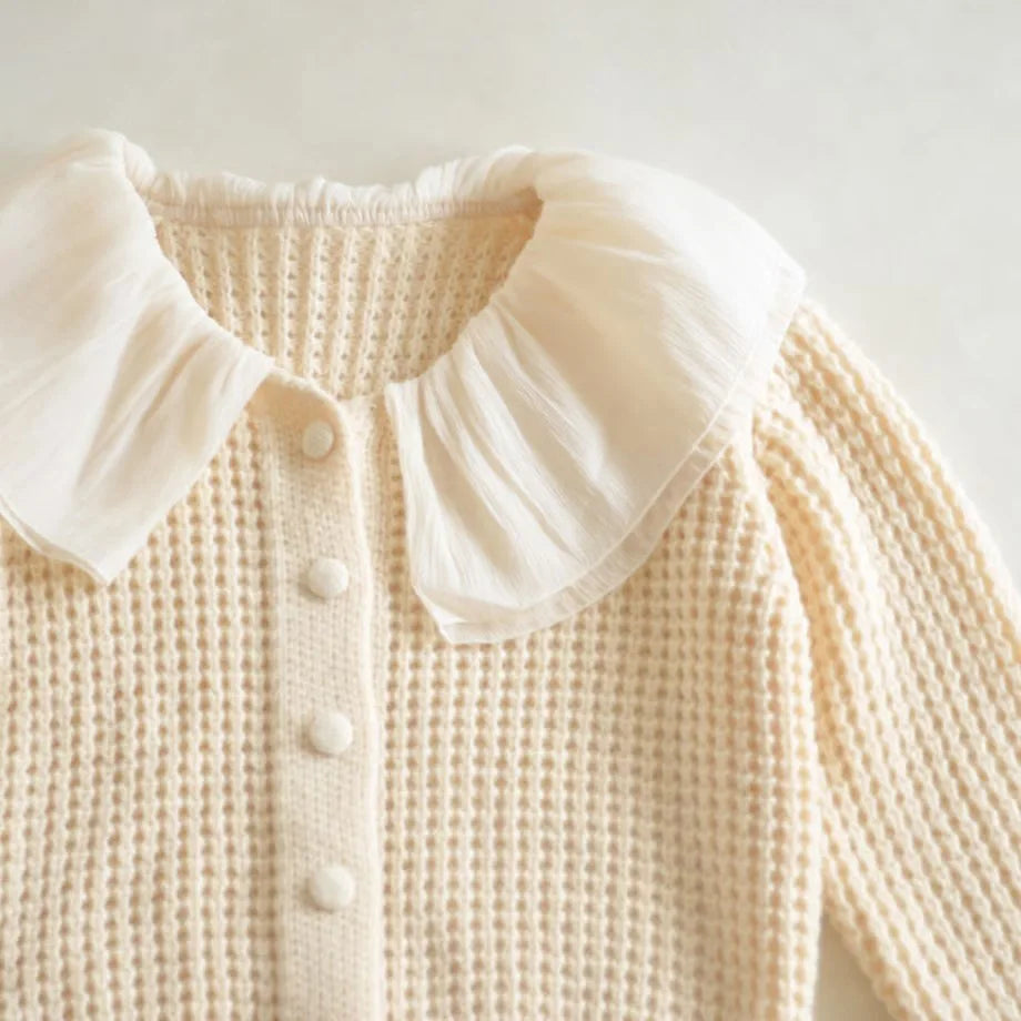 Peter Pan Collar Spliced Knitted Sweater