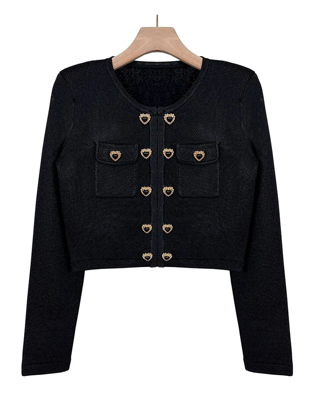 Heart-shaped Button Sweater and Skirts Suit