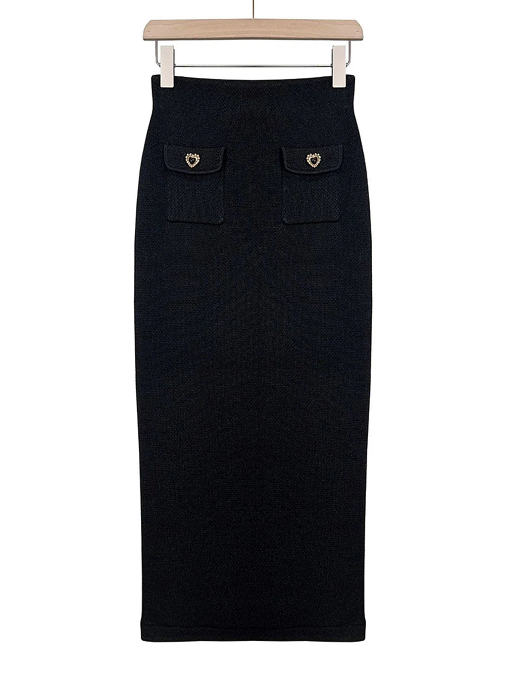 Heart-shaped Button Sweater and Skirts Suit