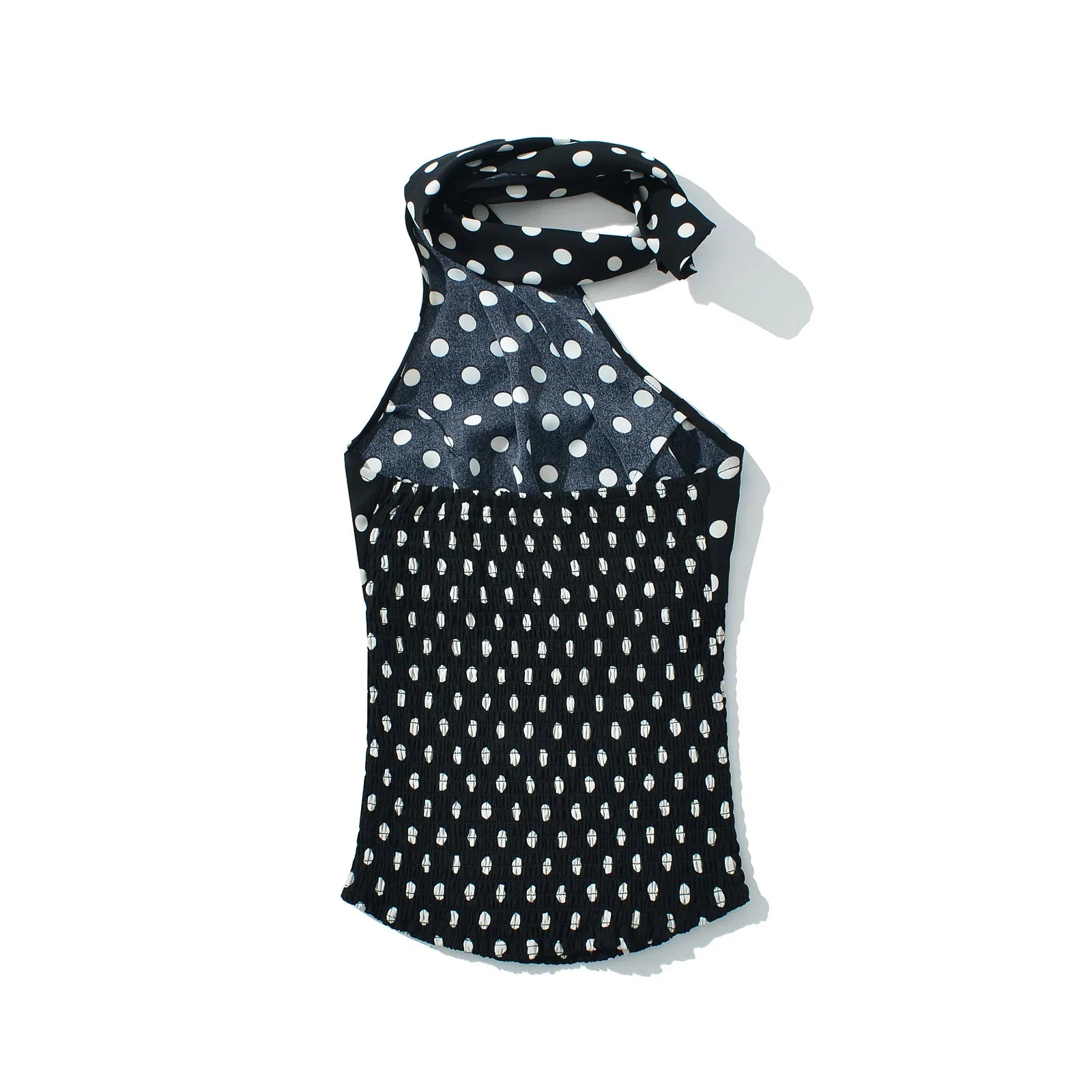 Polka Dot Halter Top Elastic Waist Mini Skirt Set