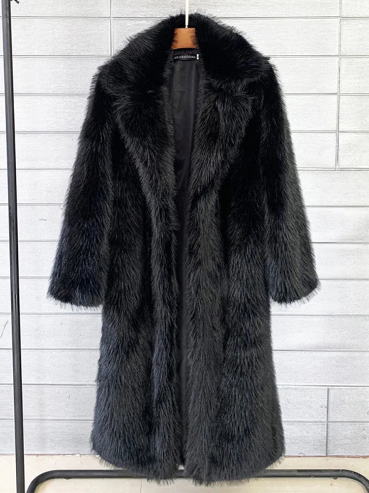 Winter Fur Feather Overcoat  Loose Streetwear Jacket
