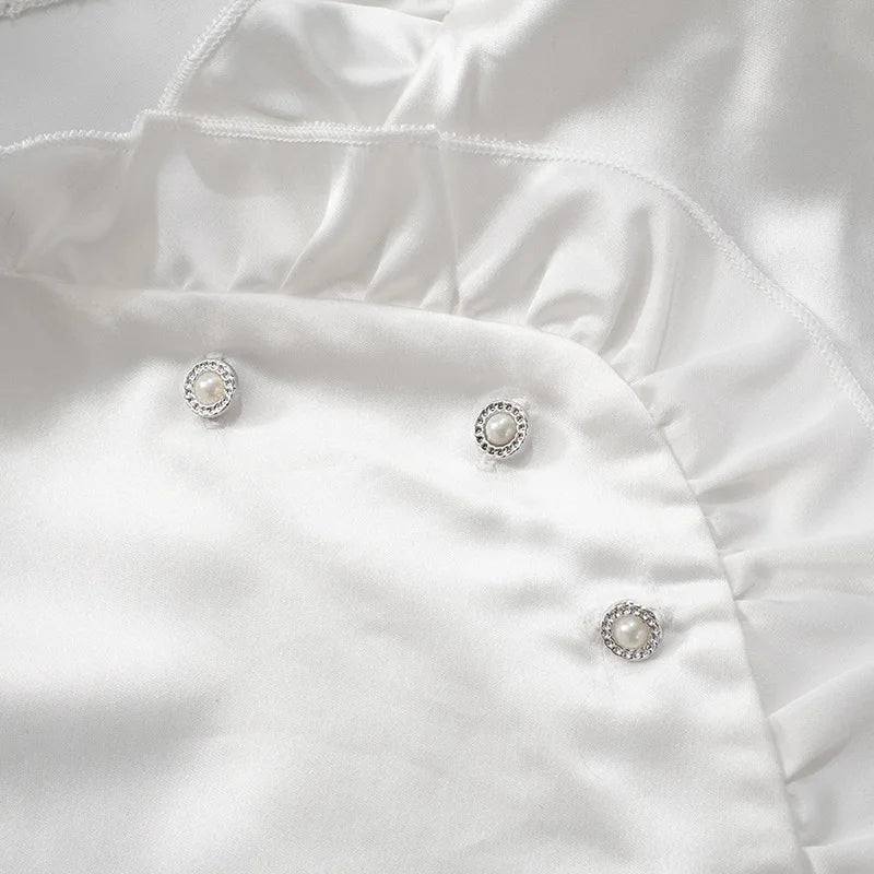 Ruffles White Long Sleeve Shirt