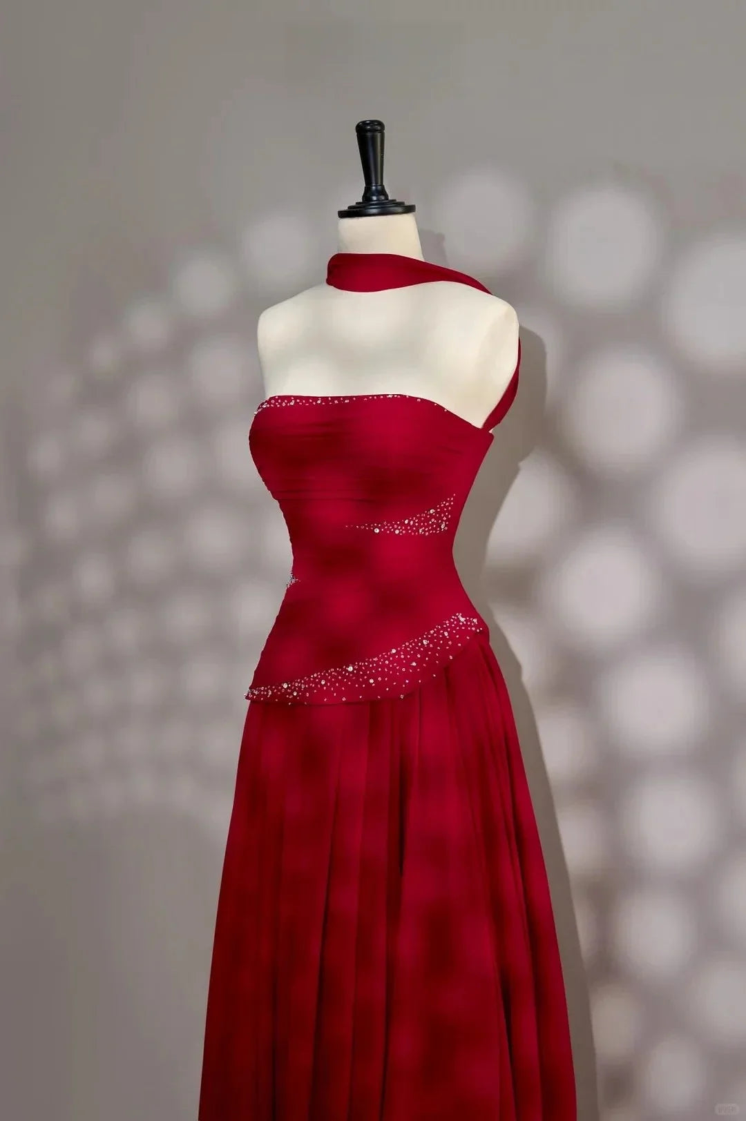 Crystal Beaded Pleated Chiffon Gowns with Shawl