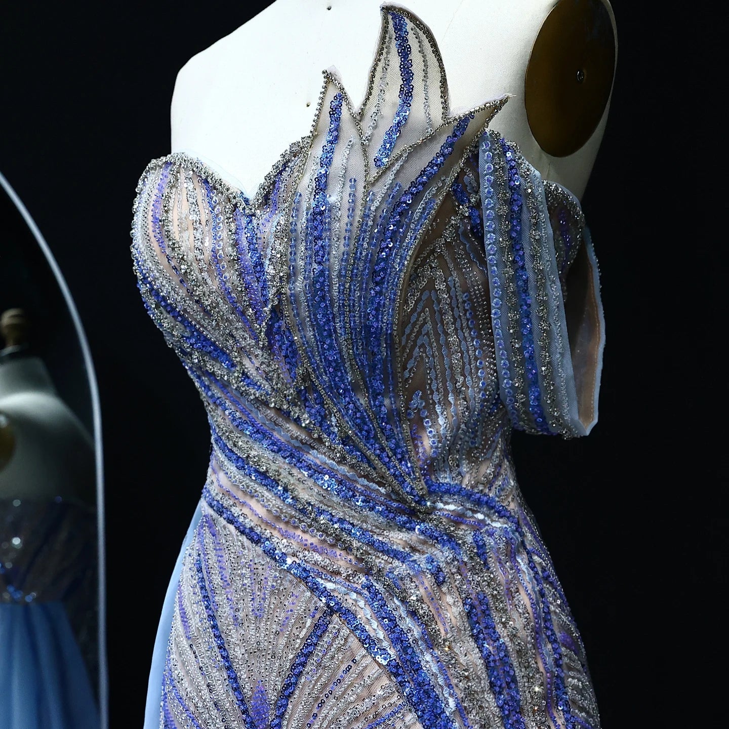 One Shoulder Mermaid Evening Dress with Overskirt