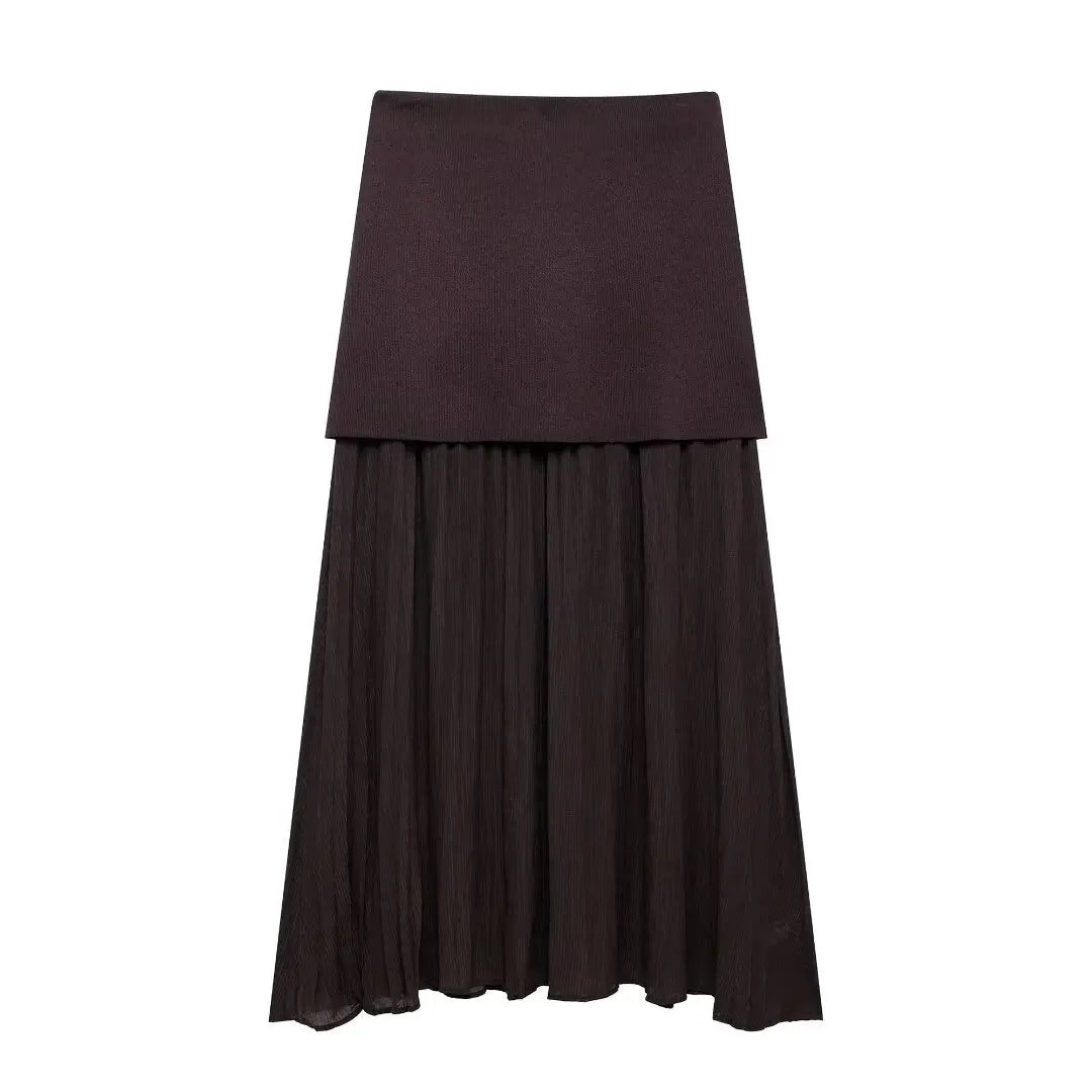 Button Knit Top Side Zipper Skirt Suit